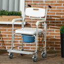 Sedia WC per Anziani e Disabili con Ruote con Secchio Rimovibile in Alluminio Bianco 