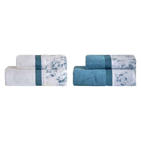 prezzo Ensemble d'éponges 4 pièces pour le visage + serviettes d'invité avec Garrini Samantha Blue Frill