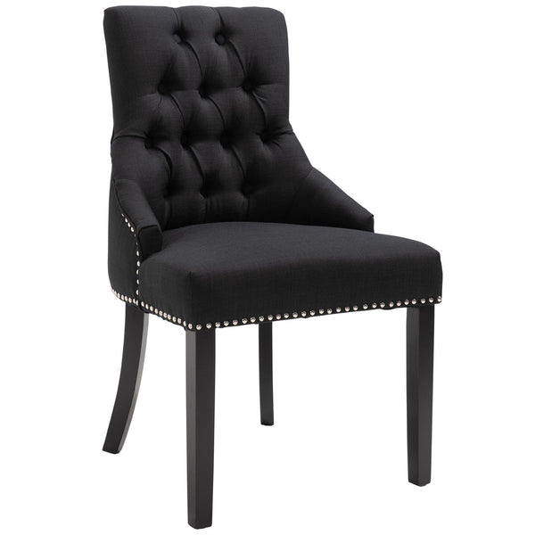 Chaise rembourrée recouverte de lin noir acquista