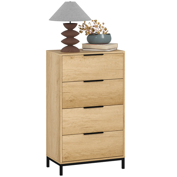 prezzo Cassettiera 4 Cassetti Antiribaltamento 62x35x105 cm in Legno e Metallo Marrone scuro