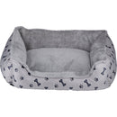 Cuccia Letto per Cani e Gatti 53x46x17 cm Cuscino per Animali Domestici con Stampa in Peluche Grigio      
