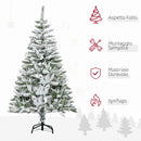 Albero di Natale Innevato Alto 150 cm con 358 Rami Ignifughi e Base in Acciaio Verde      