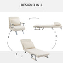 Poltrona Letto Singolo Trasformabile 65x69x82 cm in Tessuto Beige