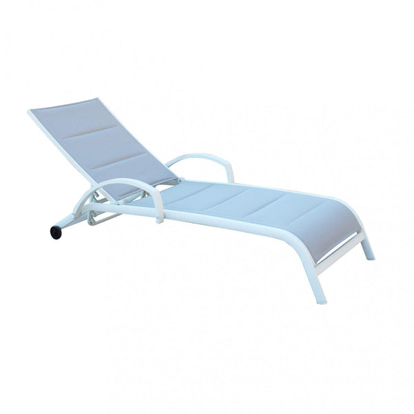 online Bain de soleil de jardin empilable Malaga 196,5x71x92,5 h cm en aluminium blanc