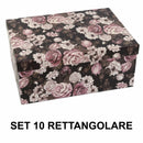 Set 10 Scatole cartone rose nero rettangolare 