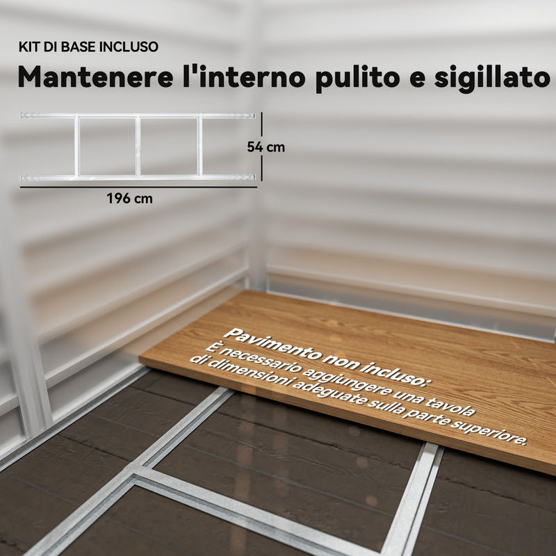 Casetta Box da Giardino Porta Attrezzi 213x120x166-194 cm con Porte Scorrevoli e Lucchetto con Chiavi in Metallo Grigio Scuro  