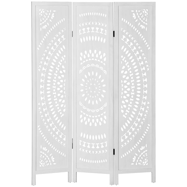 Paravento 3 Pannelli 120x170cm in Legno Intagliato Bianco prezzo