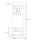 Appendiabiti Panchina per Ingresso con Scarpiera in Acciaio Bianco 67x30x185 cm 