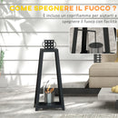 Set 2 Camini a Bioetanolo da Terra e da Tavolo con Vetro in Acciaio Nero