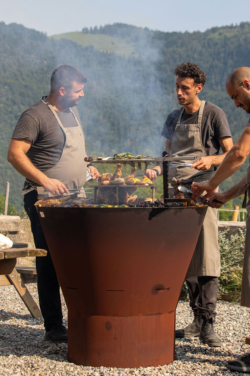 Barbecue a Legna Ø80x78 cm Azalea in Acciaio Effetto Ruggine