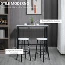 Set Tavolo con 2 Sgabelli in Truciolato MDF e Acciaio Bianco e Nero