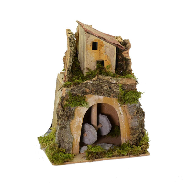 Crèche avec Moulin Electrique en Bois 18x23x12,5cm Adami sconto