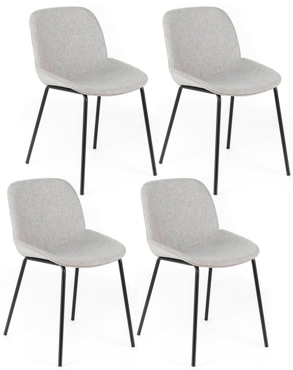 online Set 4 Sedie 57x46xH80 cm in Tessuto Eva Grigio Chiaro