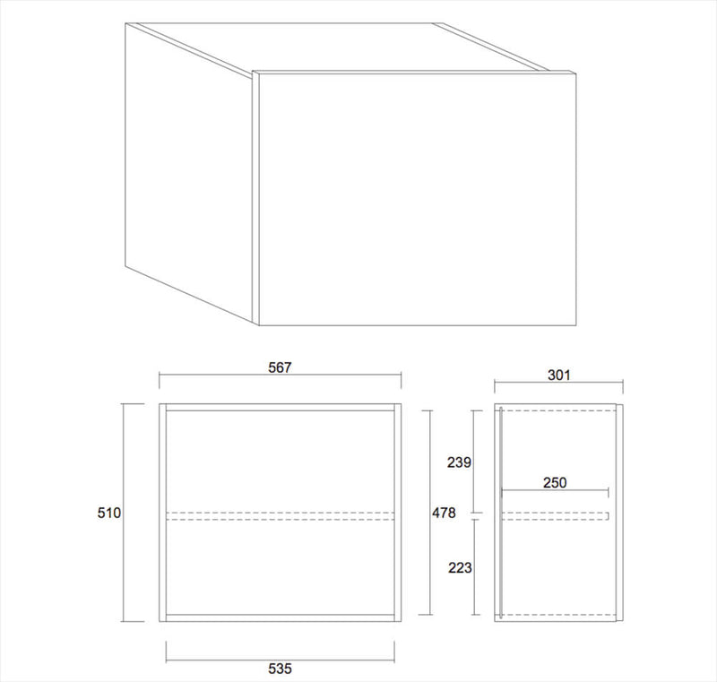 Mobile Sospeso Quadrato da Salotto con 2 Ripiani 57x31x51cm TFT  Boost Beige