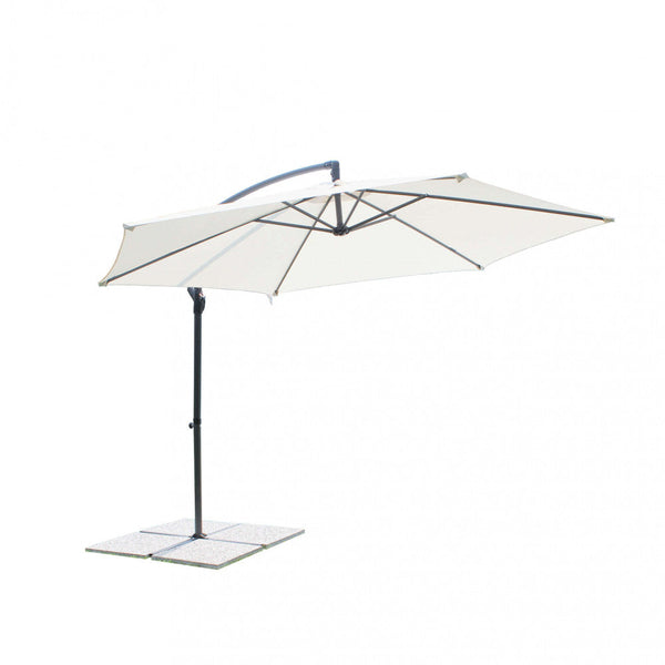 Parasol de jardin Ø3 m déporté Eris en acier noir et toile blanche online