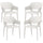 Set 4 Sedie da Giardino  Impilabili con Braccioli e Schienale Alto 56x54,5x77,5 cm in Plastica Bianco