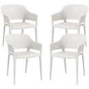 Set 4 Sedie da Giardino  Impilabili con Braccioli e Schienale Alto 56x54,5x77,5 cm in Plastica Bianco