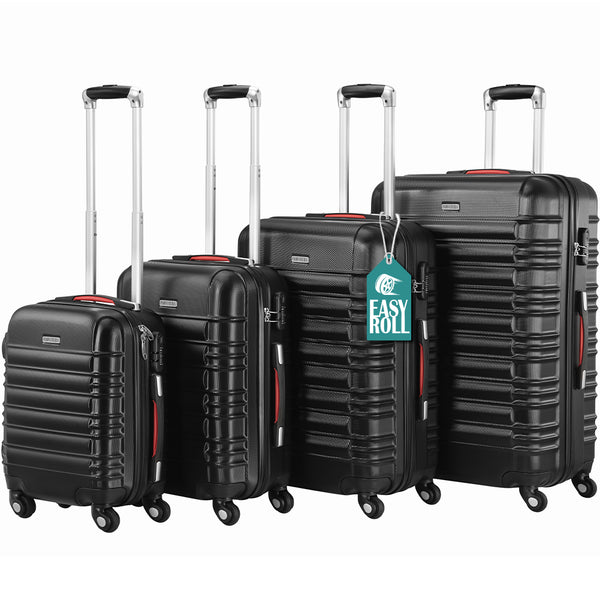 Set 4 Valigie Rigide Trolley Easy Roll Bagaglio a Mano e Stiva da Viaggio in ABS Nero online