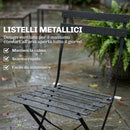 Set 2 Sedie da Giardino Pieghevoli 41x45x80,5 cm con Seduta a Doghe in Metallo Nero      