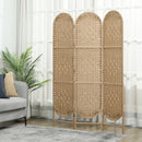 Paravento da Interni Pieghevole a 3 Pannelli 120x170 cm Stile Bohemien in Carta e Legno di Pino Color Legno      