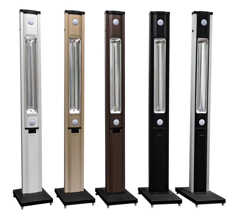 Stufa Elettrica ad infrarossi da Esterno 50x25x200 cm in Fibra di Carbonio con Luce Led Skyline Nero