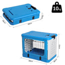 Gabbia Pieghevole per Animali Domestici in Plastica e Acciaio Blu 68x46x53 cm 