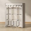 Armadio Salvaspazio 125x43x162,5 cm con Base Rialzata 8 Ripiani e 2 Barre in Tessuto non Tessuto e Acciaio Crema      