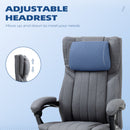 Sedia da Ufficio Presidenziale 65x61x105-113 cm con Poggiapiedi in Tessuto Traspirante Effetto Lino Grigio