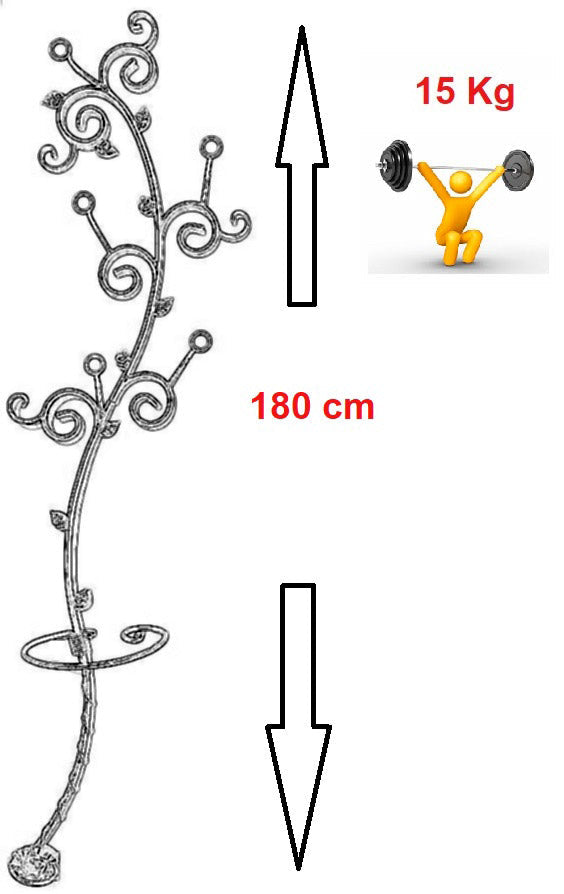 Appendiabiti da Parete 45x180 cm in Ferro Battuto Vasconi Edera Nero