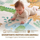 Tappeto Gioco per Neonati 0-3 Anni 150x200x3 cm Antiscivolo e Impermeabile con Animali in Spugna e Flanella      