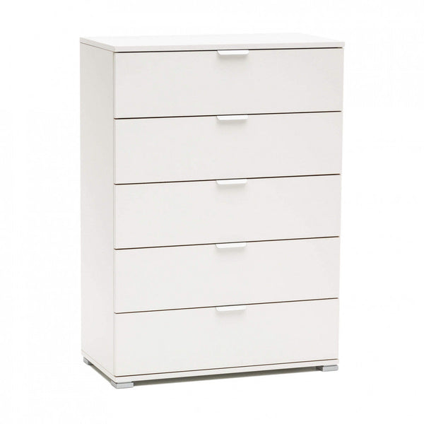 online Armoire blanche 5 tiroirs 75x38x103 h cm en aggloméré bilaminé blanc