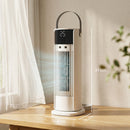 Ventilatore da Tavolo 16,8x16x41 cm con Nebulizzazione Telecomando Luci LED 3 Velocità Timer 10H Bianco      