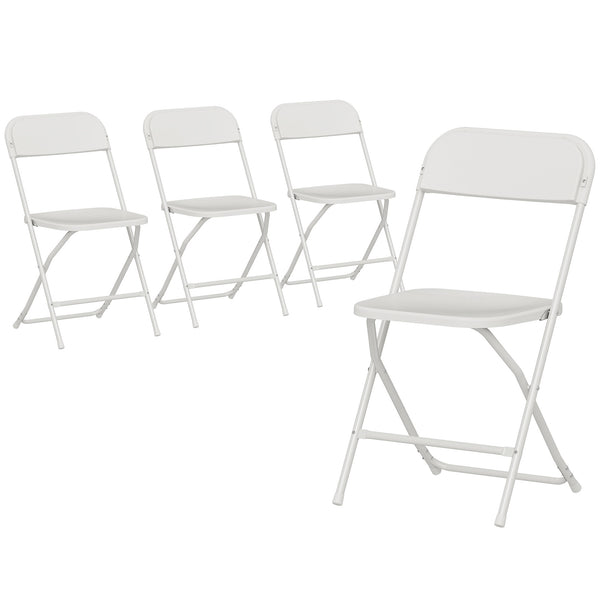 online Set 4 Sedie Pieghevoli 45x49x79,5 cm con Fori di Drenaggio in Plastica e Metallo Bianco