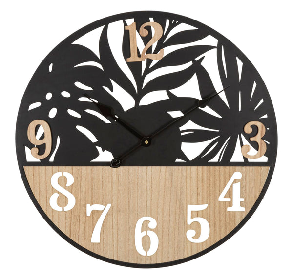 acquista Orologio da Muro Palm 60x2,5x60 cm in Ferro e MDF Nero e Marrone