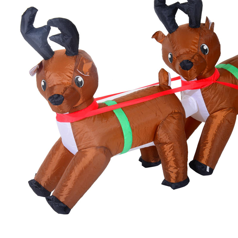 Babbo Natale con Renne Gonfiabile a LED 210x80x120 cm 