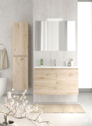 Mobile da Bagno Sospeso con Lavabo 60 cm e Specchio Bali Two Rovere Naturale      