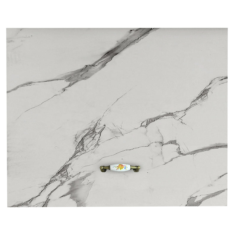 Pensile Cucina con Anta a Ribalta 60x32x49 cm in Legno Bianco Effetto Marmo      