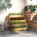 Fioriera Rialzata a 4 Livelli 75x57x60,5 cm con Fori di Drenaggio e Tessuto non Tessuto in Legno di Abete   