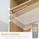 Madia Credenza per Cucina 2 Cassetti e Armadietto 60x38x168 cm in Legno  Grigio