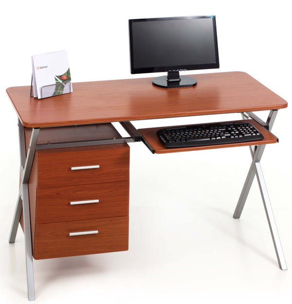 prezzo Bureau PC 120x60xH76 cm avec Tiroirs Cerisier et Porte-Clavier