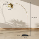 Lampada da Terra Moderna ad Arco 100-115x35x170-180A cm con Asta Regolabile e Interruttore a Pedale Attacco E27 Oro      