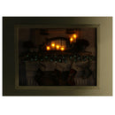 Quadro legno con led camino rettangolare cm 42x32x3