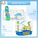 Gabbia per Criceti e Roditori 59x36x69 cm con Accessori Blu  