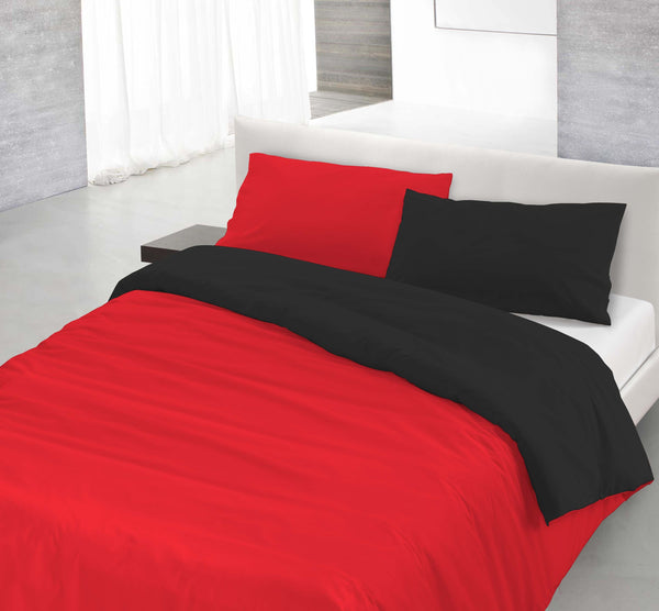 Housse de couette avec sac et taies d'oreiller Doubleface Rouge/Noir acquista