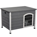 Cuccia per Cani Impermeabile da Esterno 80x55x53.5 cm in Legno Grigio