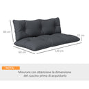 Set 2 Cuscini da Giardino per Divani e Pallet in Poliestere con Imbottitura Spessa Grigio Carbone