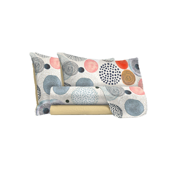 Ensemble de draps avec impression en haut et en bas et taies d'oreiller aquarelle de différentes tailles sconto