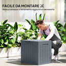 Baule da Giardino Impermeabile 56x41x50 cm con Maniglie in PP Grigio Chiaro      