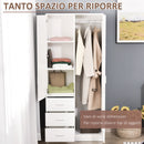 Armadio Moderno con Guardaroba 2 Ante 80x50x180 cm in Legno truciolare e Vetro Bianco
