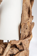 Lampada da Tavolo 55x40x80 cm E27 in Legno Pralume in Cotone Bianco